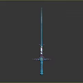 Decorative Blue Sword With Purple Blue Hilt And Intricate Dragon Design