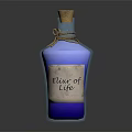 Blue Glass Bottle With Cork Stopper And Twine Tied Label Design