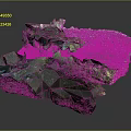 Wood And Stone 3D Model Natural Landscape With Moss Green Plants And Rock Textures