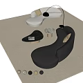Sofa Coffee Table Combination Curved Sofa Fishing Lamp 3d model