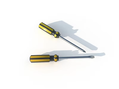Professional Hardware Tools Yellow And Black Screwdrivers With Ergonomic Handles For Repairs 3d model
