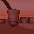 Liquid water ice cube cup pour water splash water liquid 3d model