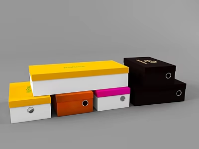 Colorful Ornament Decoration Set With Stylish Storage Boxes In Yellow White Orange Pink Black 3d model