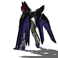 White And Purple Gundam Model With Golden Details And Large Mechanical Wings