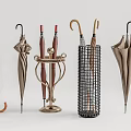 Various Style Umbrellas With Decorative Metal Stands For Daily Use 3d model