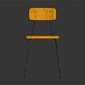 Yellow Wooden Leisure Chair With Black Metal Legs And Simple Design