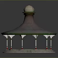 3D Model Gazebo Structure With Dome Top Decorative Ball And Pillar Base