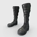 Black Tall Boots with Strap Design Thick Sole and Durable Leather Material 3d model
