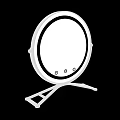 Modern Round Mirror With Gold Frame LED Lighting And Metal Stand Base Buttons