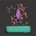 Purple And Teal Commercial Handheld Device With Pink Moon Stars And Constellation Lines On Screen