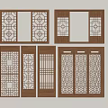 New Chinese Style Chinese Style Flower Window Flower Window Antique Door and Window Lattice Wood Carving Flower Lattice Screen Hollow Door and Window 3d model