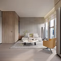 Modern Office Interior Design With Spacious Layout Large Windows City View And Wooden Walls
