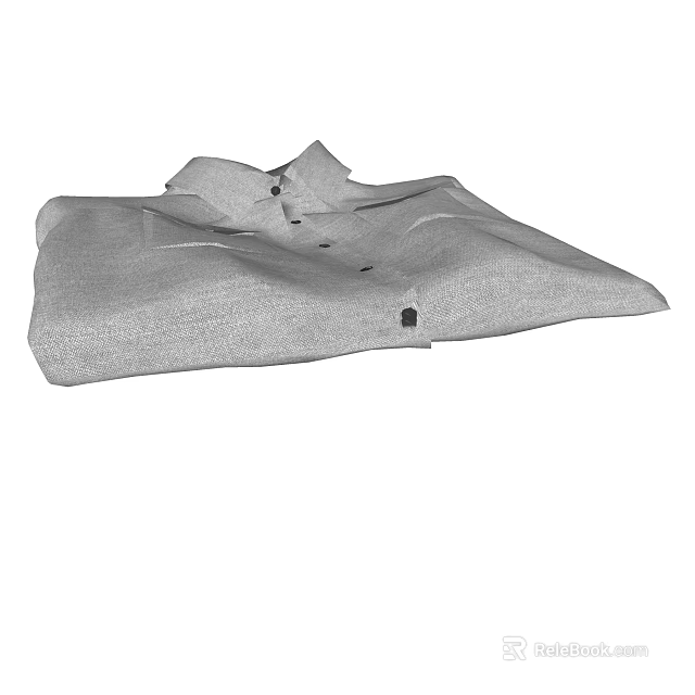 Gray Shirt With Fabric Material And Button Design For Casual Wear 3d model 