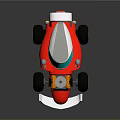 Red Playful Toy Car With White Seat Blue Windshield And Black Wheels
