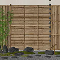 Bamboo Fence Partition Bamboo Weaves Fence Bamboo Ting Step Rain Guide Chain 3d model