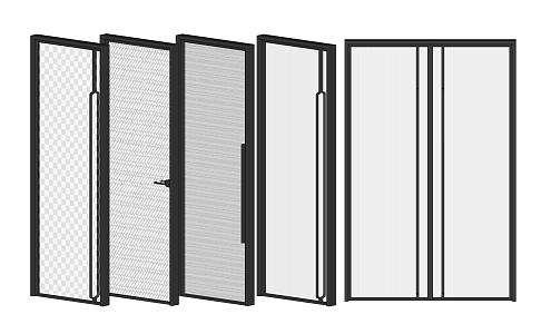 Modern swing door laminated glass door combination 3d model