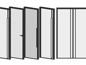 Modern swing door laminated glass door combination 3d model