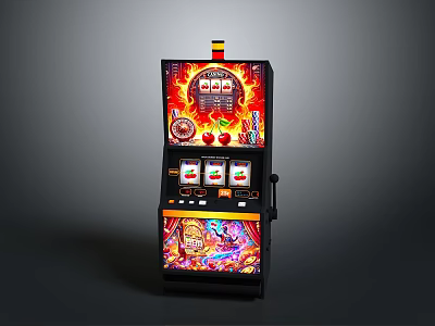 Classic Slot Machine With Flame Graphics 777 Symbols And Cherry Icons 3d model