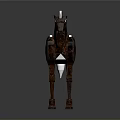 Modern Geometric Horse Sculpture With Brown Metal Body And White Accents