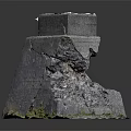 Weathered Stone Blocks Stacked In Ancient Structure With Mossy Cracks And Inscriptions 3d model