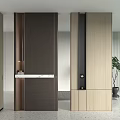 Modern Room Divider Design With Wooden Panels Metal Accents And Indoor Plant