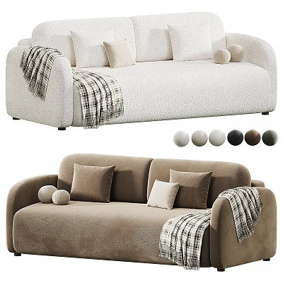 Modern Sofa With Pillows Blanket Decorative Balls And Color Options 3d model