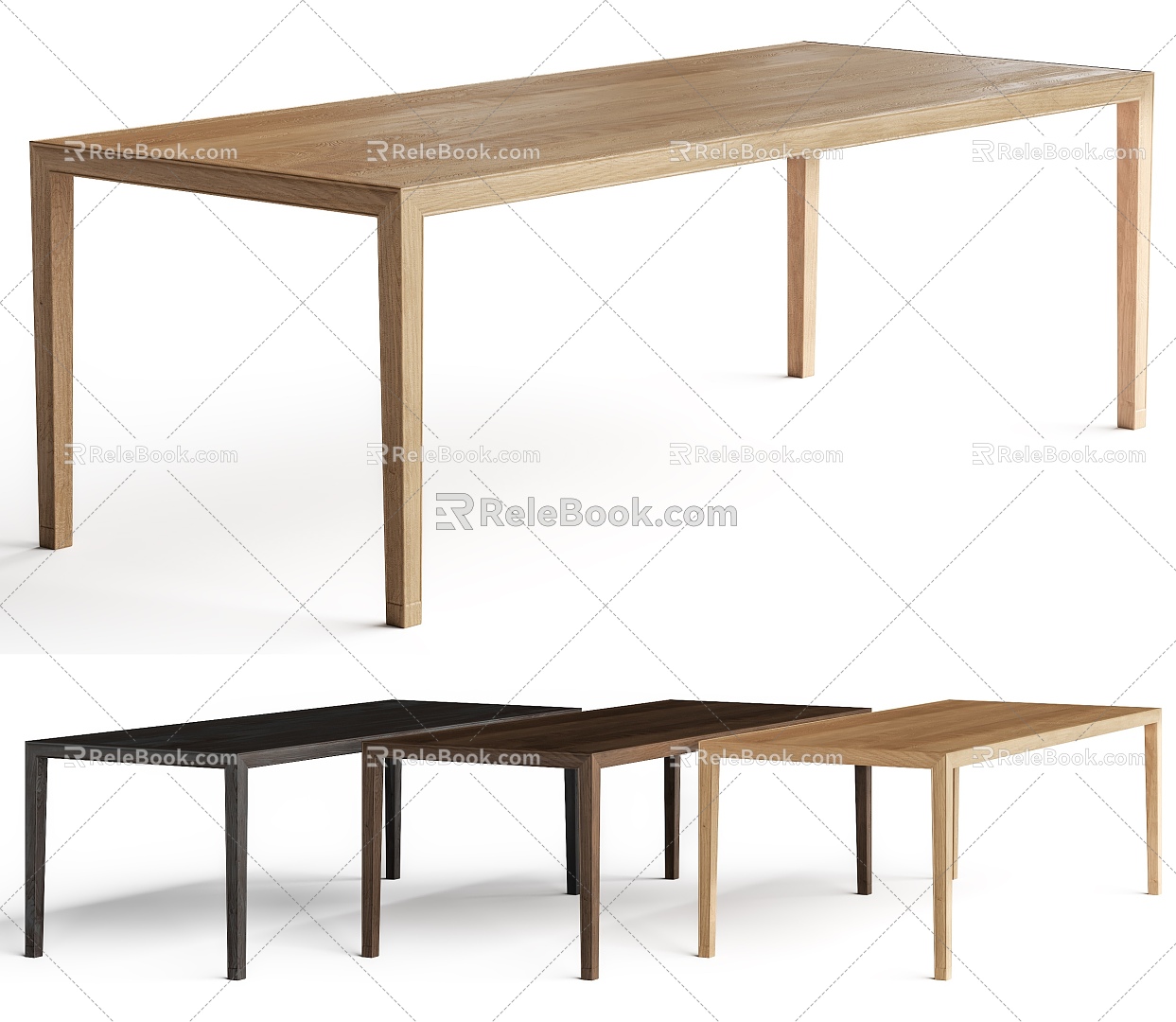 Solid Wood Dining Table Minimalist Dining Table Long Dining Table 3d model