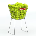 Metal Sports Basket With Stand Filled With Green Tennis Balls And Logo
