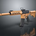 Orange And Black Tactical Rifle Featuring Scope Magazine And Barrel Design