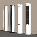 Four Modern Tower Air Coolers With Sleek White And Black Designs In Indoor Space