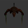 Red Standing Monster Character With Horns Sharp Teeth And Claws Holding Red Object