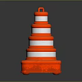 Orange And White Stacked Traffic Cone With Square Base And Reflective Stripes 3d model