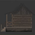 Log Cabin With Blue Corrugated Metal Roof Wooden Porch Railing And Steps
