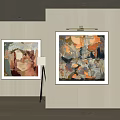 Abstract Painting With Floor Lamp In Modern Wall Decor Setting