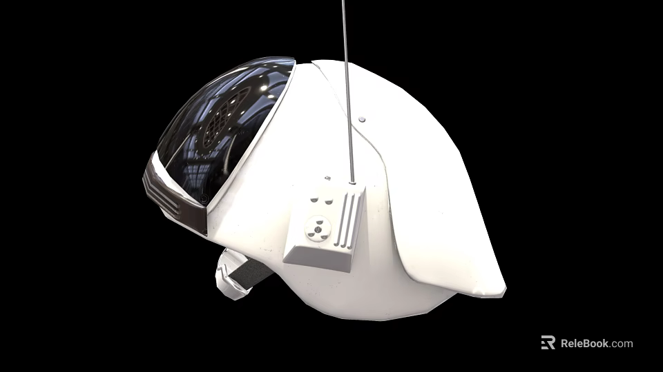 Futuristic Tactical Weapon Helmet With Transparent Visor And White Control Panel 3d model 