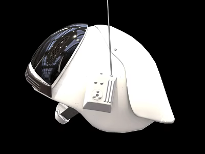 Futuristic Tactical Weapon Helmet With Transparent Visor And White Control Panel 3d model