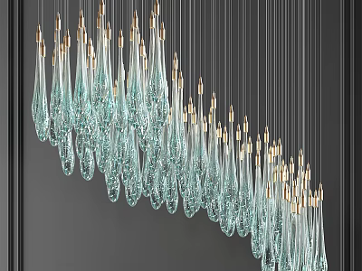 Elegant Modern Crystal Chandelier With Teardrop Glass Pendants And Gold Metal Accents 3d model