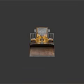 Yellow Rusty Construction Loader Vehicle With Large Wheels And Front Bucket 3d model