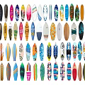 Water Sports Surfboards SU Models Collection With Various Designs And Styles
