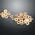 Golden Geometric Abstract Sculpture Pieces With Hollow Hexagon And Circle Shapes