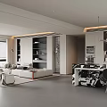 Modern Living Dining Room Interior Design With Marble Sofa Dining Table And Kitchen Cabinets