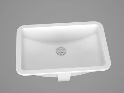 Sleek Modern White Square Washbasin With Central Drainage Hole And Smooth Surface 3d model