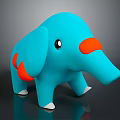 Cute Blue Elephant Toy With Orange Ears Nose Tip And White Feet Design