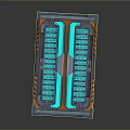 Futuristic Household Storage Box With Orange Blue Glowing Neon Accents And Caution Stripes