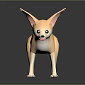 Cute Cartoon Fox 3D Model as Game Movie Character With Big Ears and White Paws