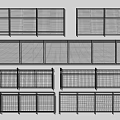 Building Exterior Walls Featuring Metal Grid Panel Structures and Various Designs 3d model