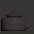 Rustic Red And Gray Teapot Featuring Rough Texture Handle Spout And Lid Design 3d model
