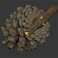 Detailed Pine Cone With Intricate Scales Natural Brown Texture And Wooden Stem