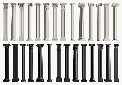 European style column Roman column Gypsum column carving style 3d model