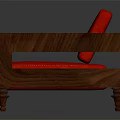 Classic Single Sofa Upholstered With Red Cushion And Wooden Armrests Legs